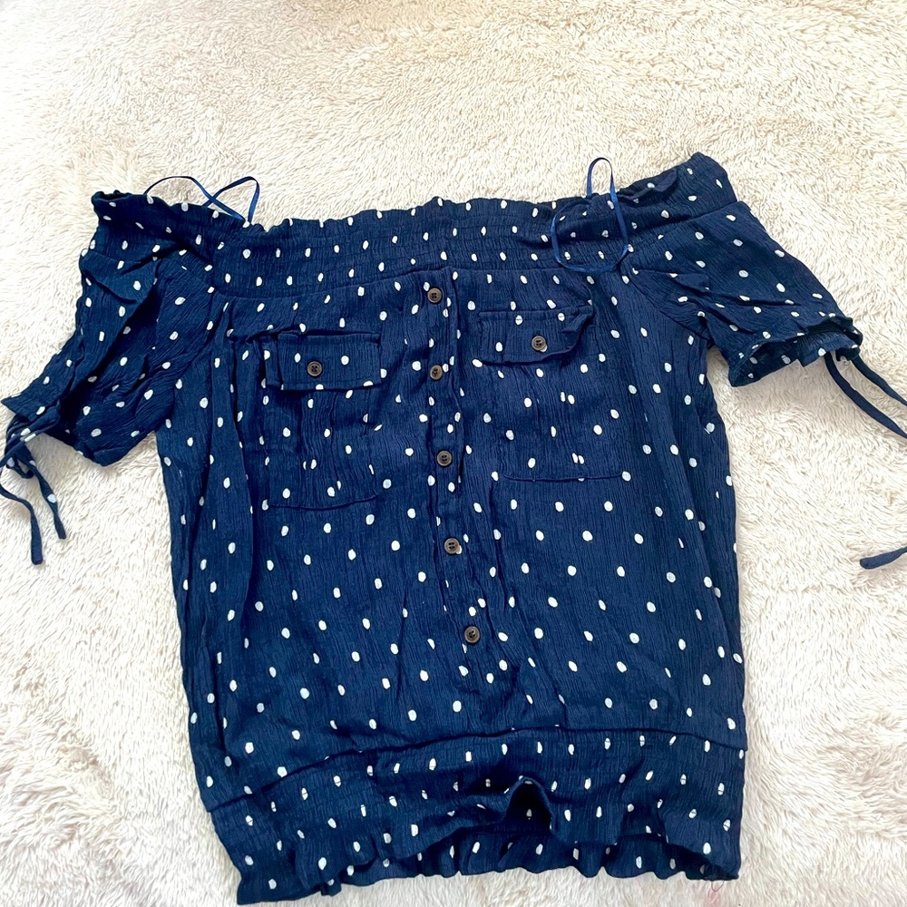 Blue polkadot blouse